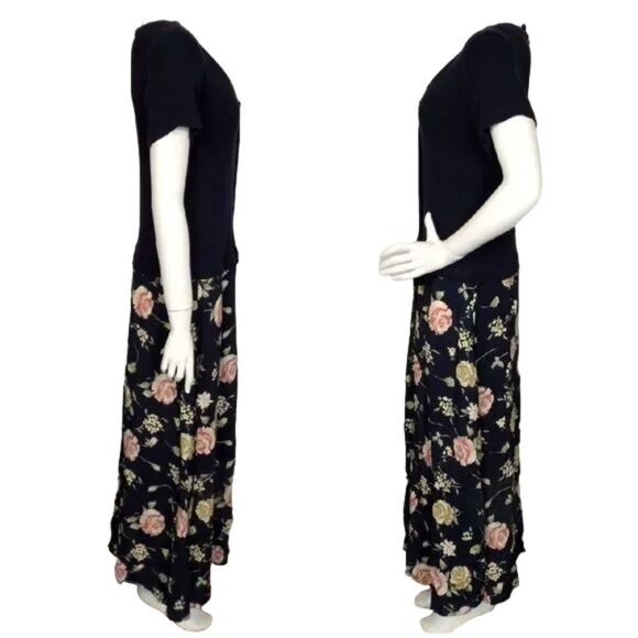 new EXPRESSIONS Dress, L, Vintage, Ribbed Blue Upper/Poly Maxi Skirt, Short slv - Picture 10 of 10